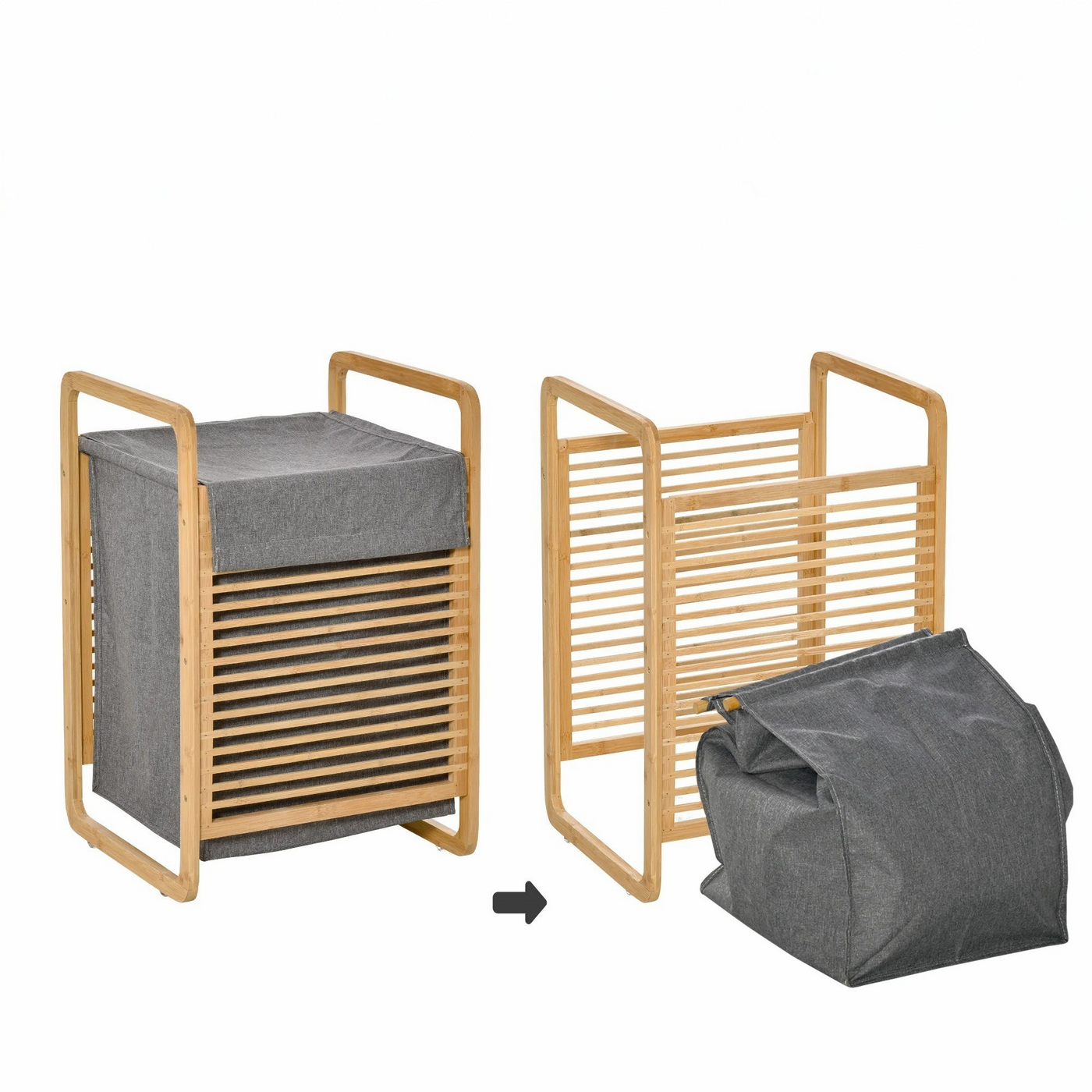 PureWeave Korb – Tragbarer Wäschekorb aus Bambus mit Deckel