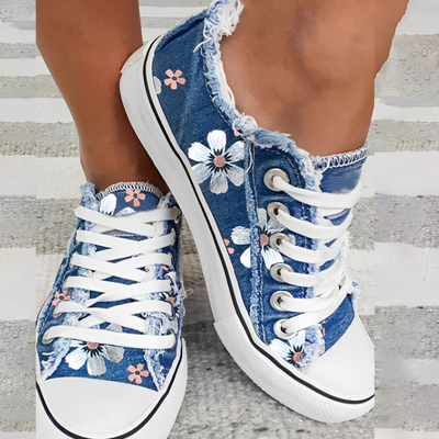 Agnes - Damen Sneaker Denim Blumenmuster