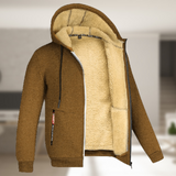 Carie | Lässige Herren Winterjacke mit Kapuze und Fleece in Braun