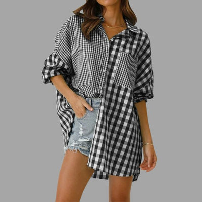 Lässiges Karohemd mit Fledermausärmeln