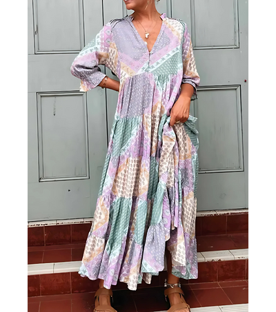 Signy® | Vintage Boho Stufen-Maxikleid