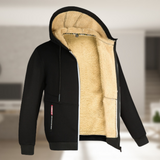 Carie | Lässige Herren Winterjacke mit Kapuze und Fleece in Schwarz