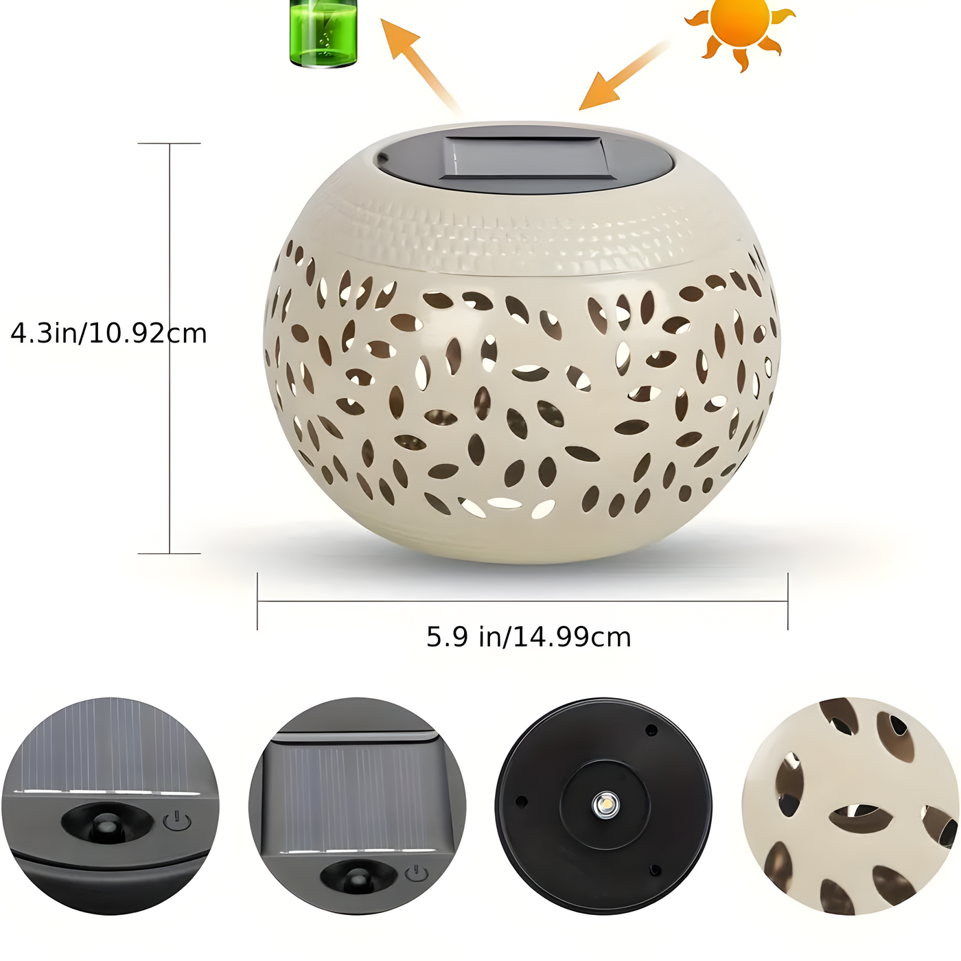 SunHollow Light – 2 Stück Solar-Tischlampen mit Ausgehöhltem Design