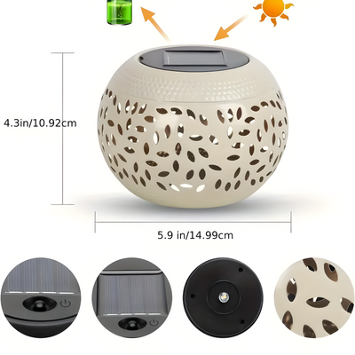 SunHollow Light – 2 Stück Solar-Tischlampen mit Ausgehöhltem Design