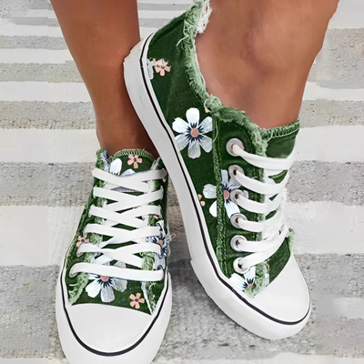 Agnes - Damen Sneaker Denim Blumenmuster