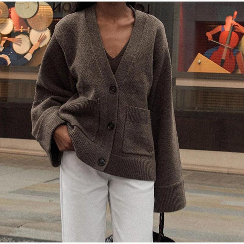 V-Ausschnitt Strickjacke mit Eleganter Struktur