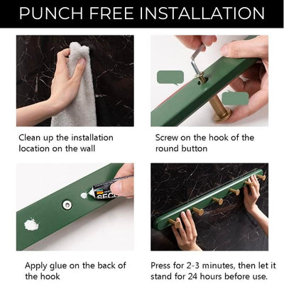 Vintage Grüner Wandgarderobe mit Haken