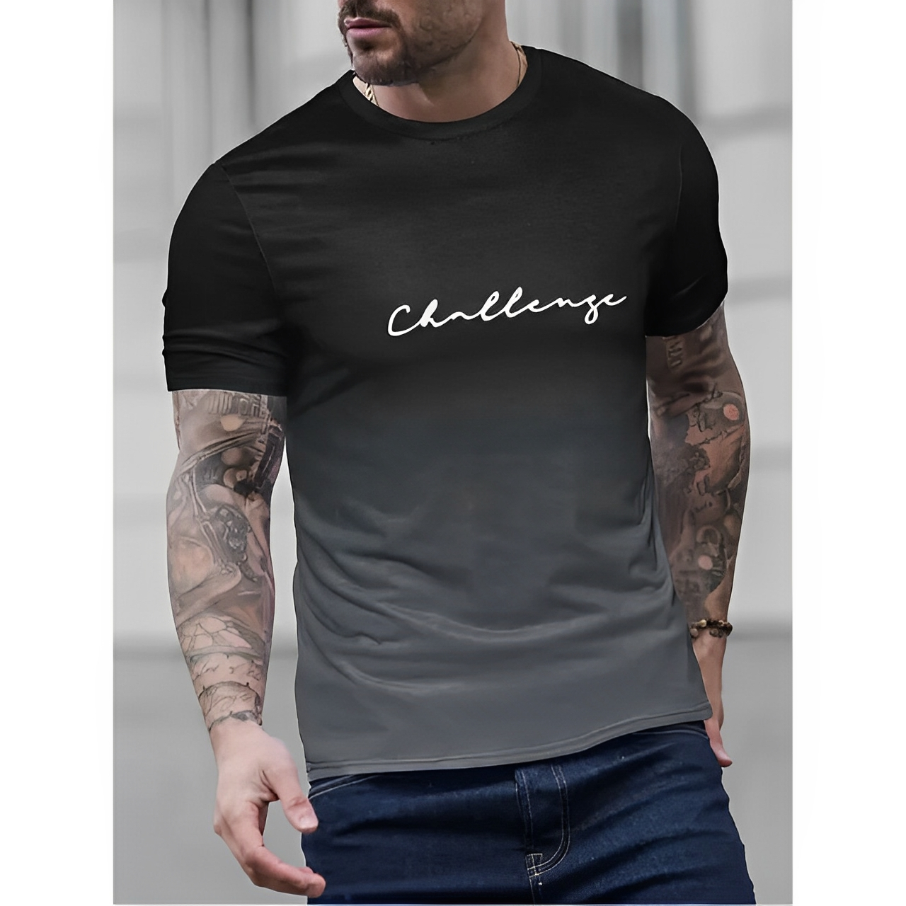 Josiah - Bedrucktes T-Shirt mit Farbverlauf für Herren