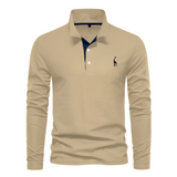 Antoine - Langärmeliges Herren-Poloshirt für den Alltag in Khaki