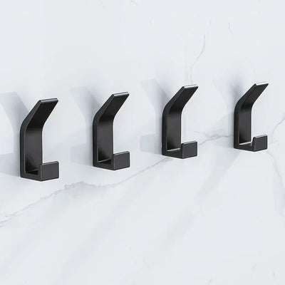 Wandhaken - Aus solidem Aluminium - Schwarz - Mit Badezimmerkleber - Für Badezimmer und Wohnzimmer - 7x3cm
