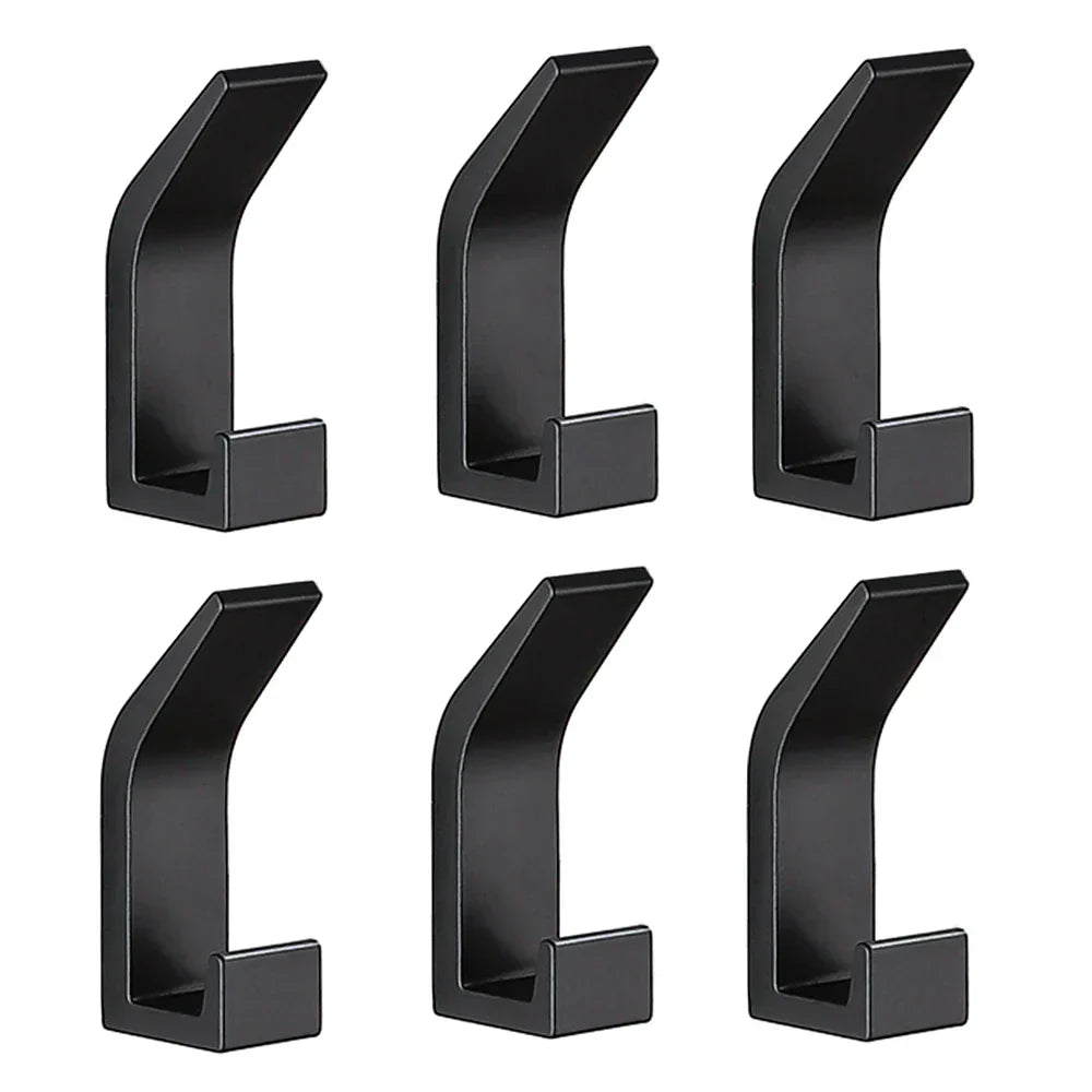 Wandhaken - Aus solidem Aluminium - Schwarz - Mit Badezimmerkleber - Für Badezimmer und Wohnzimmer - 7x3cm
