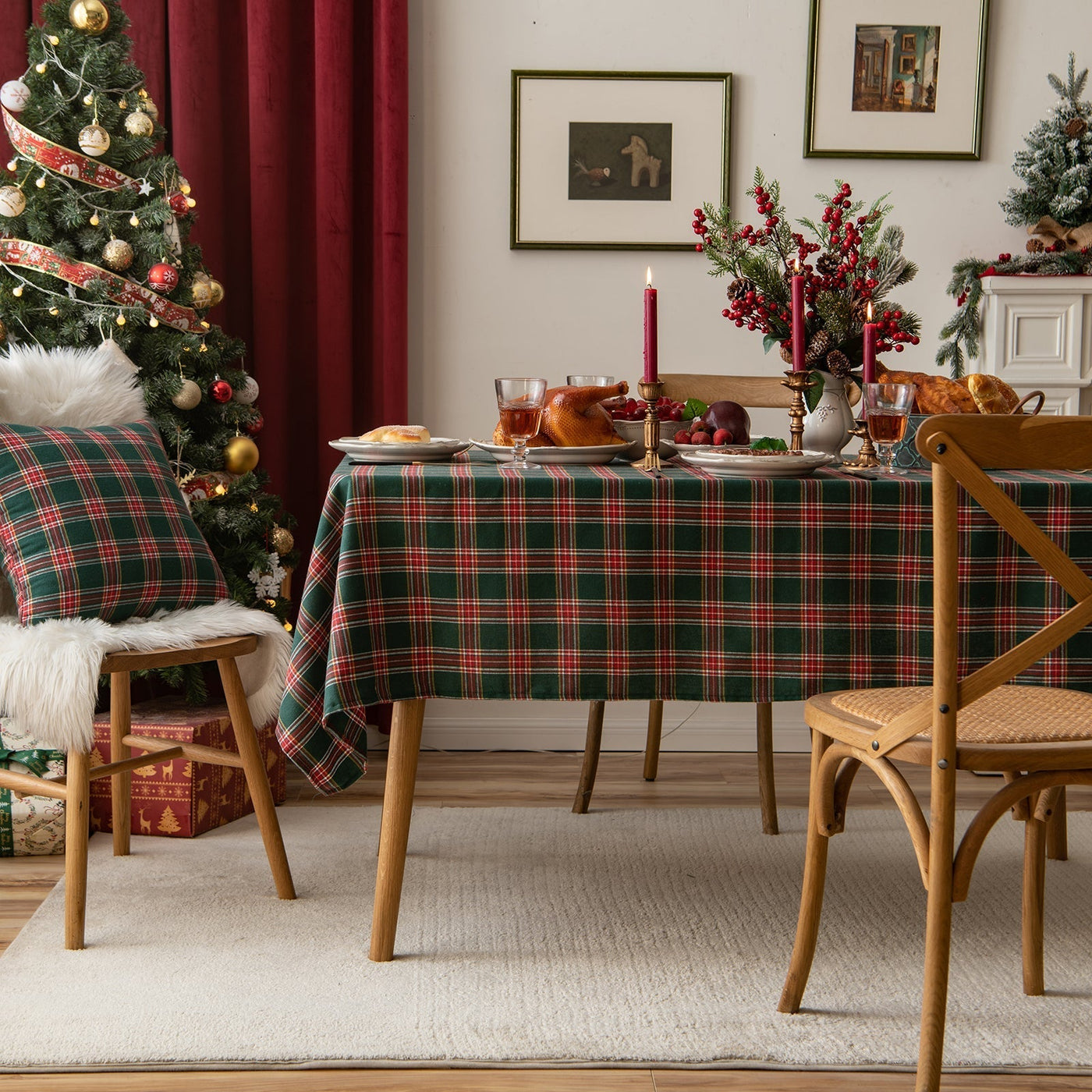 Weihnachtsfeier Traditionelle Schottische Karos Tischdecke