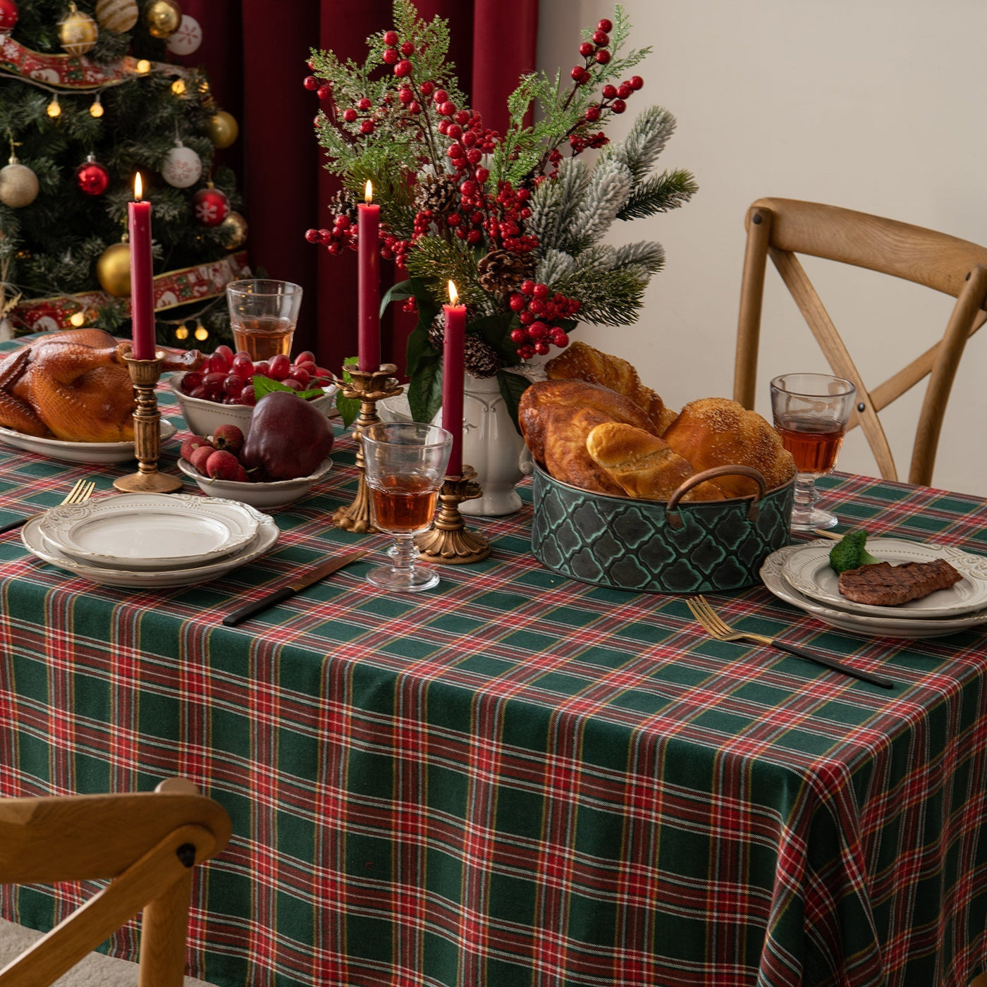 Weihnachtsfeier Traditionelle Schottische Karos Tischdecke