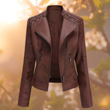 Mandy Noir Lederjacke im Biker-Style in Dunkelbraun