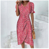 Bliss | Kurzärmeliges Kleid mit Blumendruck in Rosa