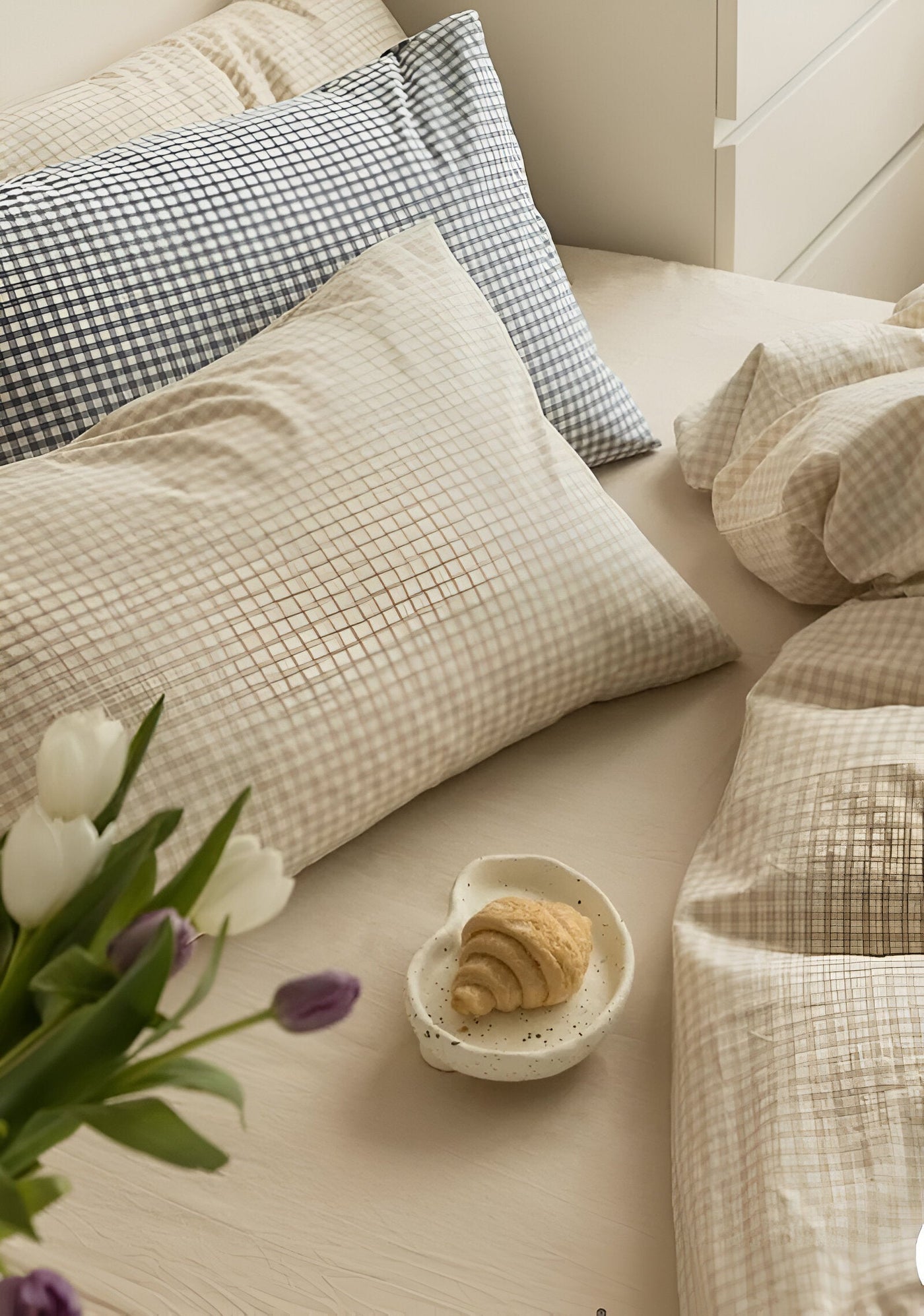 LunaVeil Bettwaren - Baumwolle Ginghan Stil Bettdecke Set