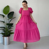 Bella™-Kleid aus strukturierter Viskose mit Prinzessinnenärmeln / Leichtigkeit, Charme und Feminität in jeder Bewegung in Pink