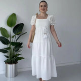 Bella™-Kleid aus strukturierter Viskose mit Prinzessinnenärmeln / Leichtigkeit, Charme und Feminität in jeder Bewegung in Weiß