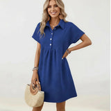 Kleid Hildegard™ aus Hochwertigem Strukturiertem Strick / Klassische Geometrische Struktur und Feminine Haltung! in Blau