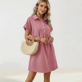 Kleid Hildegard™ aus Hochwertigem Strukturiertem Strick / Klassische Geometrische Struktur und Feminine Haltung! in Pink