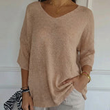 Carmim™ Bluse aus weichem Strick mit strukturierter Masche in Khaki