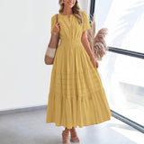 Floriana™ Kleid mit Stufenrock und Betonter Taille in Gelb