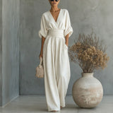 Granada™-Jumpsuit mit Taillengürtel und modernem Design in Weiß