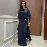 Hermine™ Jumpsuit-Set mit transparenter Überlage in Dunkelblau