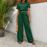 Juliette™ Premium-Viskose-Set mit Cropped-Bluse in Grün