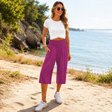 Rosetta™ Culotte aus Baumwoll-Leinen mit Elegantem Kräuselbund in Rosa
