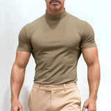 St. Moritz™ T-Shirt mit hohem Kragen und klarem Design / Raffinierter Minimalismus für Herren mit Ausstrahlung! in Khaki
