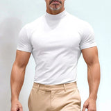 St. Moritz™ T-Shirt mit hohem Kragen und klarem Design / Raffinierter Minimalismus für Herren mit Ausstrahlung! in Weiß