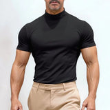 St. Moritz™ T-Shirt mit hohem Kragen und klarem Design / Raffinierter Minimalismus für Herren mit Ausstrahlung! in Schwarz