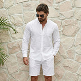 Riviera Klassik™ Minimalistisches Set aus Baumwoll-Leinen-Mischung in Weiß