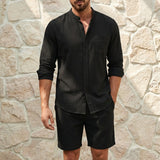 Riviera Klassik™ Minimalistisches Set aus Baumwoll-Leinen-Mischung in Schwarz
