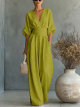 Aurore - Bequemer Jumpsuit Mit V-Ausschnitt in Grün