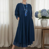 Delmara™ Kleid mit Lockerer Passform und Minimalistischem Stil in Blau