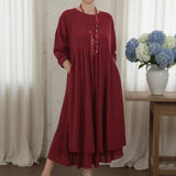 Delmara™ Kleid mit Lockerer Passform und Minimalistischem Stil in Rot