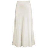 Elysia | Mode Langer glänzender Satin-Rock in Weiss
