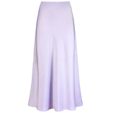 Elysia | Mode Langer glänzender Satin-Rock in Lila