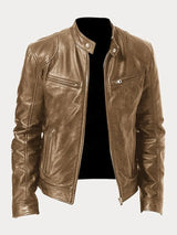 Nicole | Damen Stylische Streetwear Moto Lederjacke in Beige