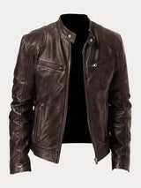 Nicole | Damen Stylische Streetwear Moto Lederjacke in Braun