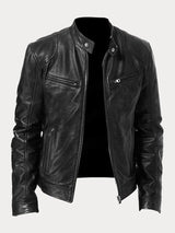 Nicole | Damen Stylische Streetwear Moto Lederjacke in Schwarz
