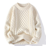 Emma | Damen Frühjahrs Strukturierter Rundhals-Pullover in Weiß