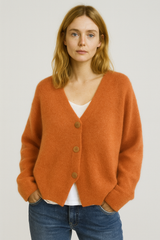 Sandra | Damen Freizeit Cardigan Mit Knopfleiste in Orange