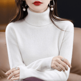 Elfriede | Damen Klassischer Warmer Strickpullover mit Rollkragen in Weiß