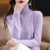 Elfriede | Damen Klassischer Warmer Strickpullover mit Rollkragen in Helllila