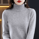 Elfriede | Damen Klassischer Warmer Strickpullover mit Rollkragen in Grau