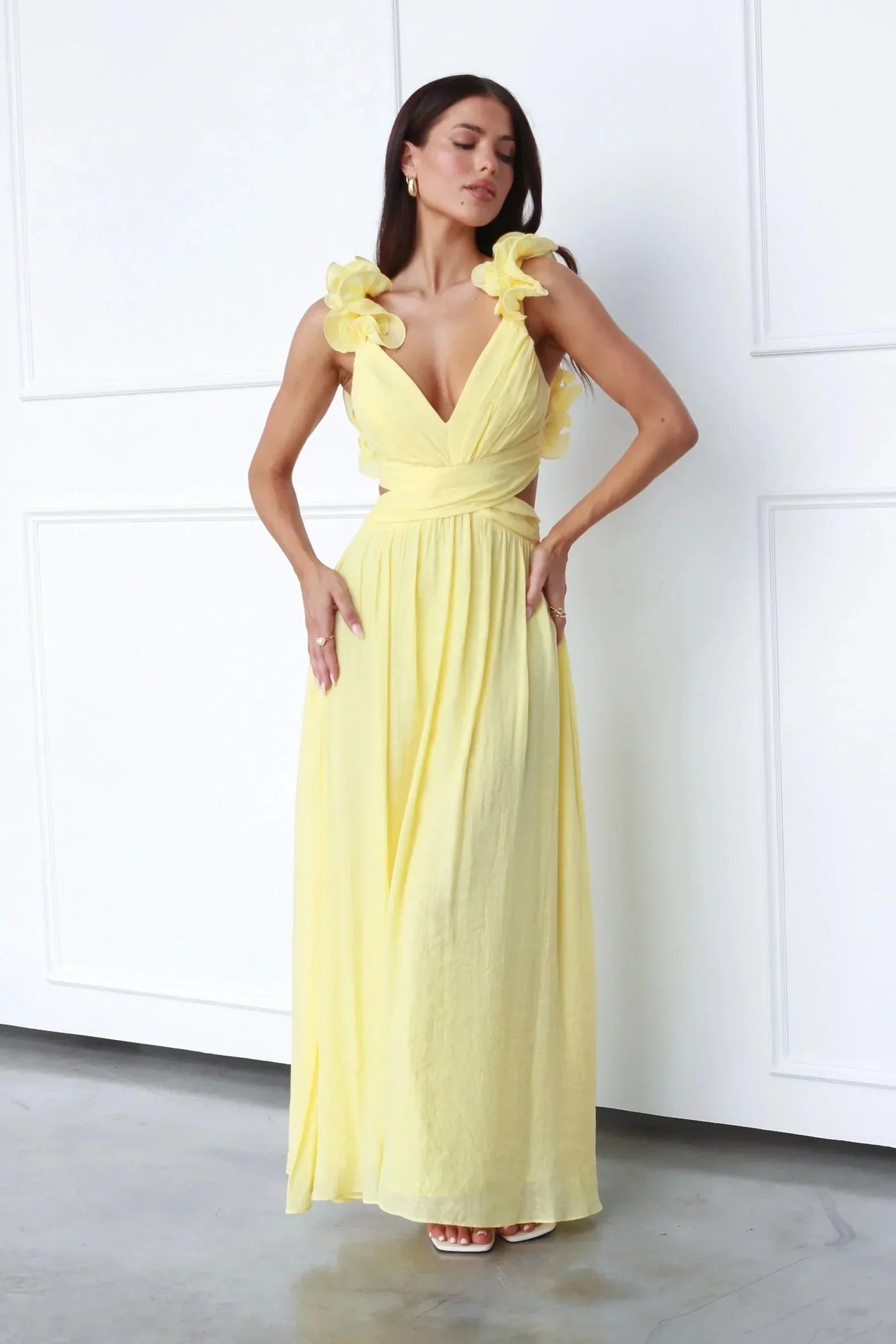 Elegantes V‑Ausschnitt Abendkleid | Maxi Dress lang & figurbetont