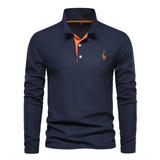 Antoine - Langärmeliges Herren-Poloshirt für den Alltag in Marineblau